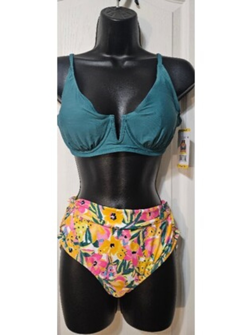 Anne Cole | Ocean Green Bikini Top + Floral 3‑Way Bottoms | Medium | NWT